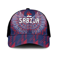 Serbia Sport Fan Jersey Mesh Trucker Cap Eagle Wings with Sporty Stripes Style - Wonder Print Shop