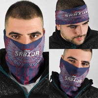 Serbia Sport Fan Jersey Neck Gaiter Eagle Wings with Sporty Stripes Style LT03