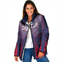 Custom Serbia Sport Fan Jersey Padded Jacket Eagle Wings with Sporty Stripes Style - Wonder Print Shop