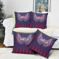 Serbia Sport Fan Jersey Pillow Cover Eagle Wings with Sporty Stripes Style - Wonder Print Shop