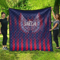 Serbia Sport Fan Jersey Quilt Eagle Wings with Sporty Stripes Style - Wonder Print Shop