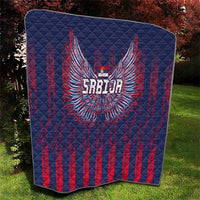 Serbia Sport Fan Jersey Quilt Eagle Wings with Sporty Stripes Style - Wonder Print Shop
