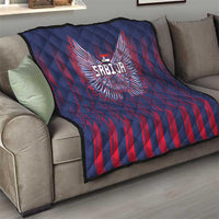 Serbia Sport Fan Jersey Quilt Eagle Wings with Sporty Stripes Style - Wonder Print Shop