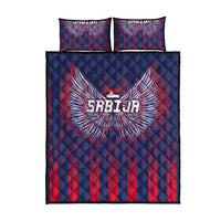Serbia Sport Fan Jersey Quilt Bed Set Eagle Wings with Sporty Stripes Style - Wonder Print Shop