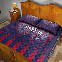Serbia Sport Fan Jersey Quilt Bed Set Eagle Wings with Sporty Stripes Style - Wonder Print Shop