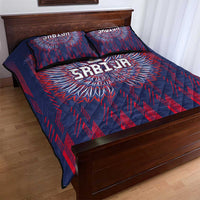 Serbia Sport Fan Jersey Quilt Bed Set Eagle Wings with Sporty Stripes Style - Wonder Print Shop