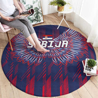 Serbia Sport Fan Jersey Round Carpet Eagle Wings with Sporty Stripes Style - Wonder Print Shop