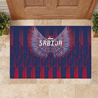 Serbia Sport Fan Jersey Rubber Doormat Eagle Wings with Sporty Stripes Style - Wonder Print Shop