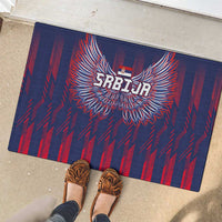 Serbia Sport Fan Jersey Rubber Doormat Eagle Wings with Sporty Stripes Style - Wonder Print Shop