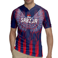 Custom Serbia Sport Fan Jersey Rugby Jersey Eagle Wings with Sporty Stripes Style - Wonder Print Shop