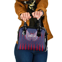Serbia Sport Fan Jersey Shoulder Handbag Eagle Wings with Sporty Stripes Style - Wonder Print Shop