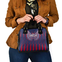 Serbia Sport Fan Jersey Shoulder Handbag Eagle Wings with Sporty Stripes Style - Wonder Print Shop