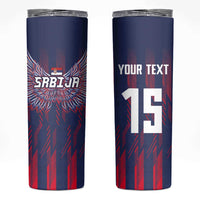 Custom Serbia Sport Fan Jersey Skinny Tumbler Eagle Wings with Sporty Stripes Style - Wonder Print Shop
