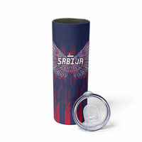 Custom Serbia Sport Fan Jersey Skinny Tumbler Eagle Wings with Sporty Stripes Style - Wonder Print Shop