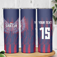 Custom Serbia Sport Fan Jersey Skinny Tumbler Eagle Wings with Sporty Stripes Style - Wonder Print Shop