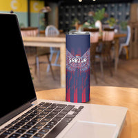 Custom Serbia Sport Fan Jersey Skinny Tumbler Eagle Wings with Sporty Stripes Style - Wonder Print Shop