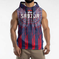 Custom Serbia Sport Fan Jersey Sleeveless Hoodie Eagle Wings with Sporty Stripes Style - Wonder Print Shop