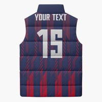 Custom Serbia Sport Fan Jersey Sleeveless Puffer Jacket Eagle Wings with Sporty Stripes Style - Wonder Print Shop