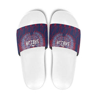 Serbia Sport Fan Jersey Slide Sandals Eagle Wings with Sporty Stripes Style - Wonder Print Shop