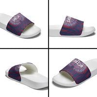 Serbia Sport Fan Jersey Slide Sandals Eagle Wings with Sporty Stripes Style - Wonder Print Shop