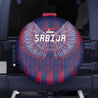 Serbia Sport Fan Jersey Spare Tire Cover Eagle Wings with Sporty Stripes Style - Wonder Print Shop