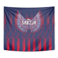 Serbia Sport Fan Jersey Tapestry Eagle Wings with Sporty Stripes Style - Wonder Print Shop