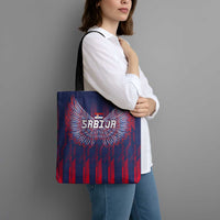 Serbia Sport Fan Jersey Tote Bag Eagle Wings with Sporty Stripes Style - Wonder Print Shop