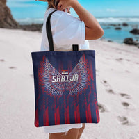 Serbia Sport Fan Jersey Tote Bag Eagle Wings with Sporty Stripes Style - Wonder Print Shop