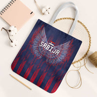 Serbia Sport Fan Jersey Tote Bag Eagle Wings with Sporty Stripes Style - Wonder Print Shop
