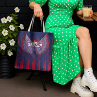 Serbia Sport Fan Jersey Tote Bag Eagle Wings with Sporty Stripes Style - Wonder Print Shop