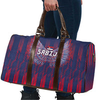 Serbia Sport Fan Jersey Travel Bag Eagle Wings with Sporty Stripes Style - Wonder Print Shop