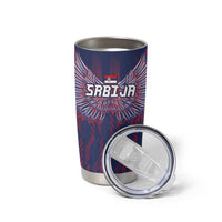 Custom Serbia Sport Fan Jersey Tumbler Cup Eagle Wings with Sporty Stripes Style - Wonder Print Shop