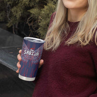 Custom Serbia Sport Fan Jersey Tumbler Cup Eagle Wings with Sporty Stripes Style - Wonder Print Shop