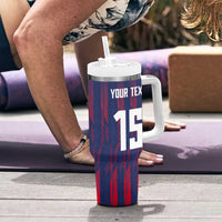 Custom Serbia Sport Fan Jersey Tumbler With Handle Eagle Wings with Sporty Stripes Style - Wonder Print Shop