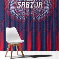 Serbia Sport Fan Jersey Window Curtain Eagle Wings with Sporty Stripes Style - Wonder Print Shop