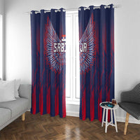Serbia Sport Fan Jersey Window Curtain Eagle Wings with Sporty Stripes Style - Wonder Print Shop