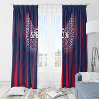 Serbia Sport Fan Jersey Window Curtain Eagle Wings with Sporty Stripes Style - Wonder Print Shop