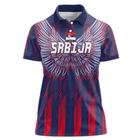 Custom Serbia Sport Fan Jersey Women Polo Shirt Eagle Wings with Sporty Stripes Style - Wonder Print Shop