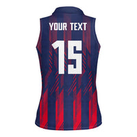 Custom Serbia Sport Fan Jersey Women Sleeveless Polo Shirt Eagle Wings with Sporty Stripes Style - Wonder Print Shop