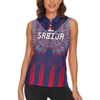 Custom Serbia Sport Fan Jersey Women Sleeveless Polo Shirt Eagle Wings with Sporty Stripes Style - Wonder Print Shop