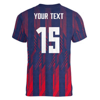 Custom Serbia Sport Fan Jersey Women V-Neck T-Shirt Eagle Wings with Sporty Stripes Style - Wonder Print Shop