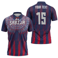 Custom Serbia Sport Fan Jersey Zipper Polo Shirt Eagle Wings with Sporty Stripes Style - Wonder Print Shop