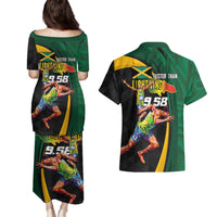 Jamaican Pride Couples Matching Puletasi and Hawaiian Shirt 9.58 Seconds-Faster Than Lightning - Wonder Print Shop