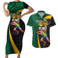 Jamaican Pride Couples Matching Short Sleeve Bodycon Dress and Hawaiian Shirt 9.58 Seconds-Faster Than Lightning - Wonder Print Shop
