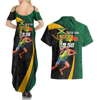 Jamaican Pride Couples Matching Summer Maxi Dress and Hawaiian Shirt 9.58 Seconds-Faster Than Lightning - Wonder Print Shop