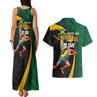 Jamaican Pride Couples Matching Tank Maxi Dress and Hawaiian Shirt 9.58 Seconds-Faster Than Lightning - Wonder Print Shop
