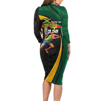 Jamaican Pride Family Matching Long Sleeve Bodycon Dress and Hawaiian Shirt 9.58 Seconds-Faster Than Lightning - Wonder Print Shop