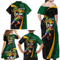 Jamaican Pride Family Matching Off Shoulder Maxi Dress and Hawaiian Shirt 9.58 Seconds-Faster Than Lightning - Wonder Print Shop