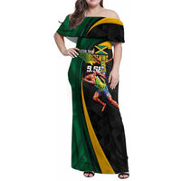Jamaican Pride Family Matching Off Shoulder Maxi Dress and Hawaiian Shirt 9.58 Seconds-Faster Than Lightning - Wonder Print Shop