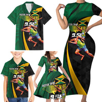 Jamaican Pride Family Matching Short Sleeve Bodycon Dress and Hawaiian Shirt 9.58 Seconds-Faster Than Lightning - Wonder Print Shop